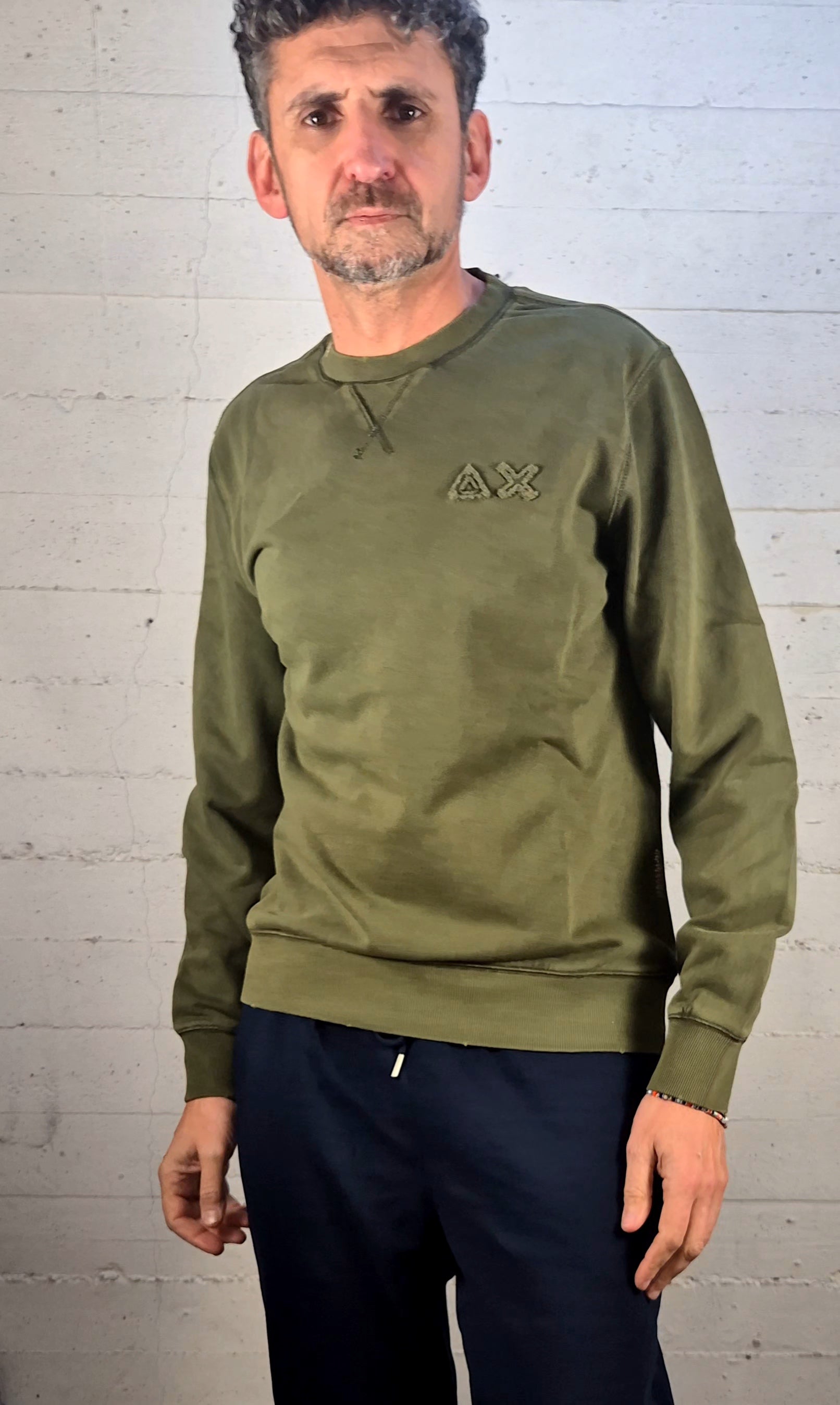 Sun 68 felpa girocollo vintage F3612037 verde