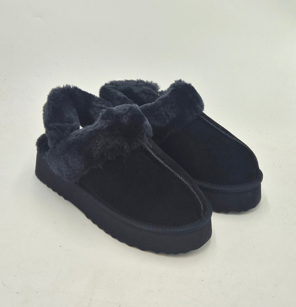 Vivienne D sabot pelliccia camoscio nero VST011NERO