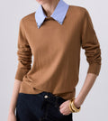 Liu jo maglia mistolana con collo camicia WF6452MA16 marrone caramello