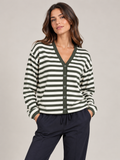 Susy mix cardigan rigato mistoviscosa M202UE0 verde/panna