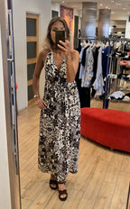 Susy Mix abito floreale lungo beige/moro 100% cotone