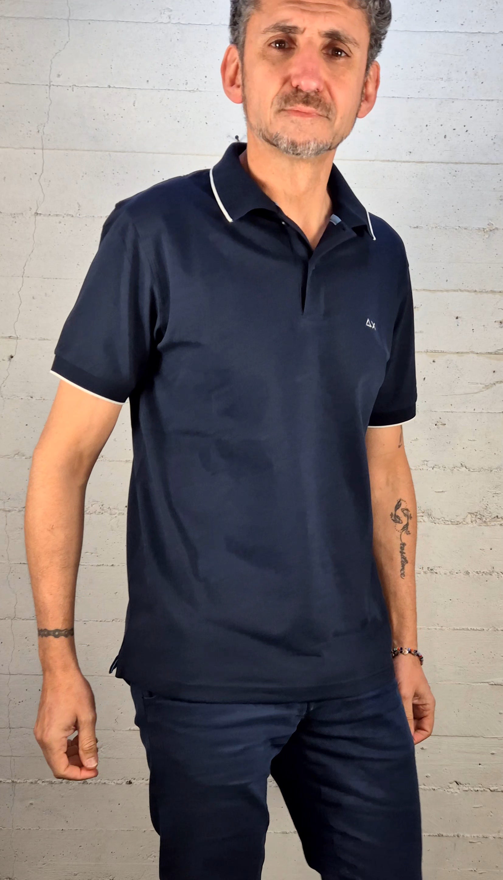 Sun 68 polo small stripe cotone stretch A3611107 blu