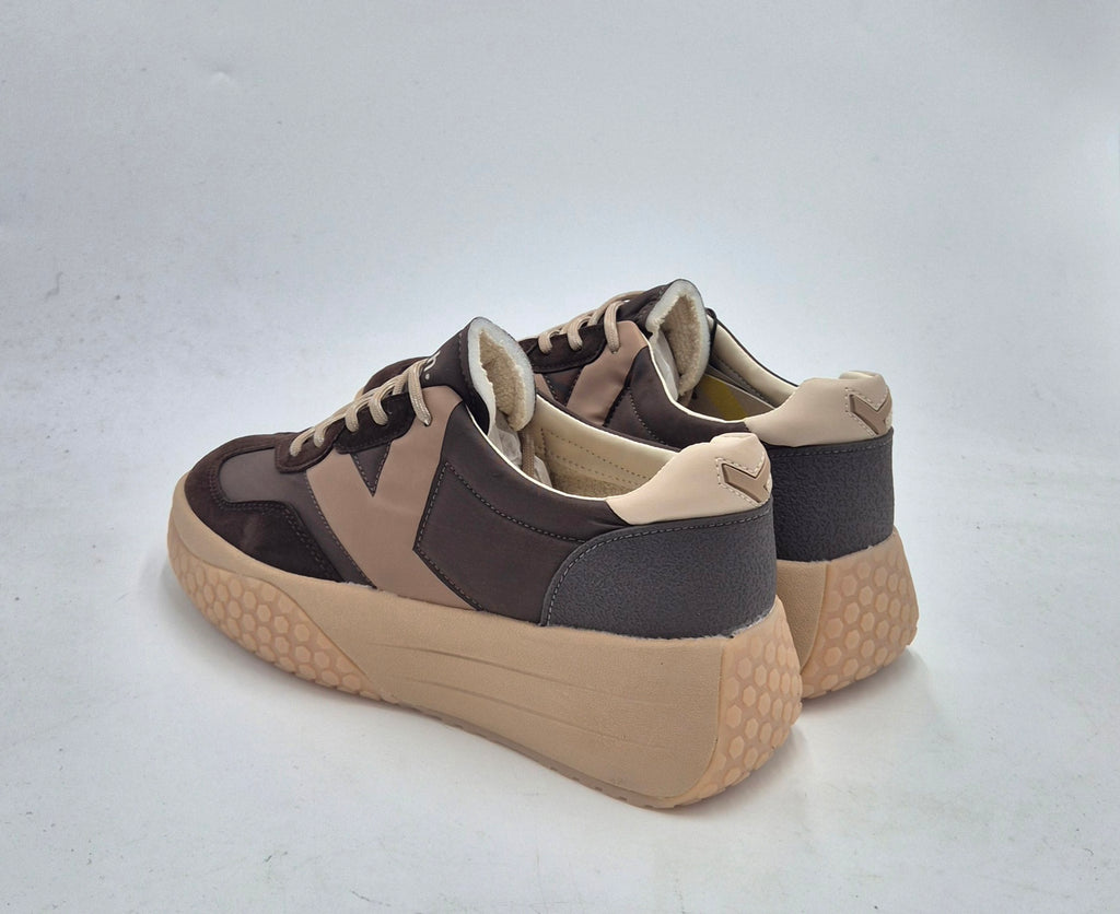 Keh.noo sneaker camoscio e nylon con zeppa A00KW9768447 marrone/noce