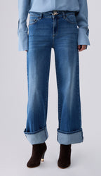 Liu jo jeans flare a vita alta denim medium UF6089D0264