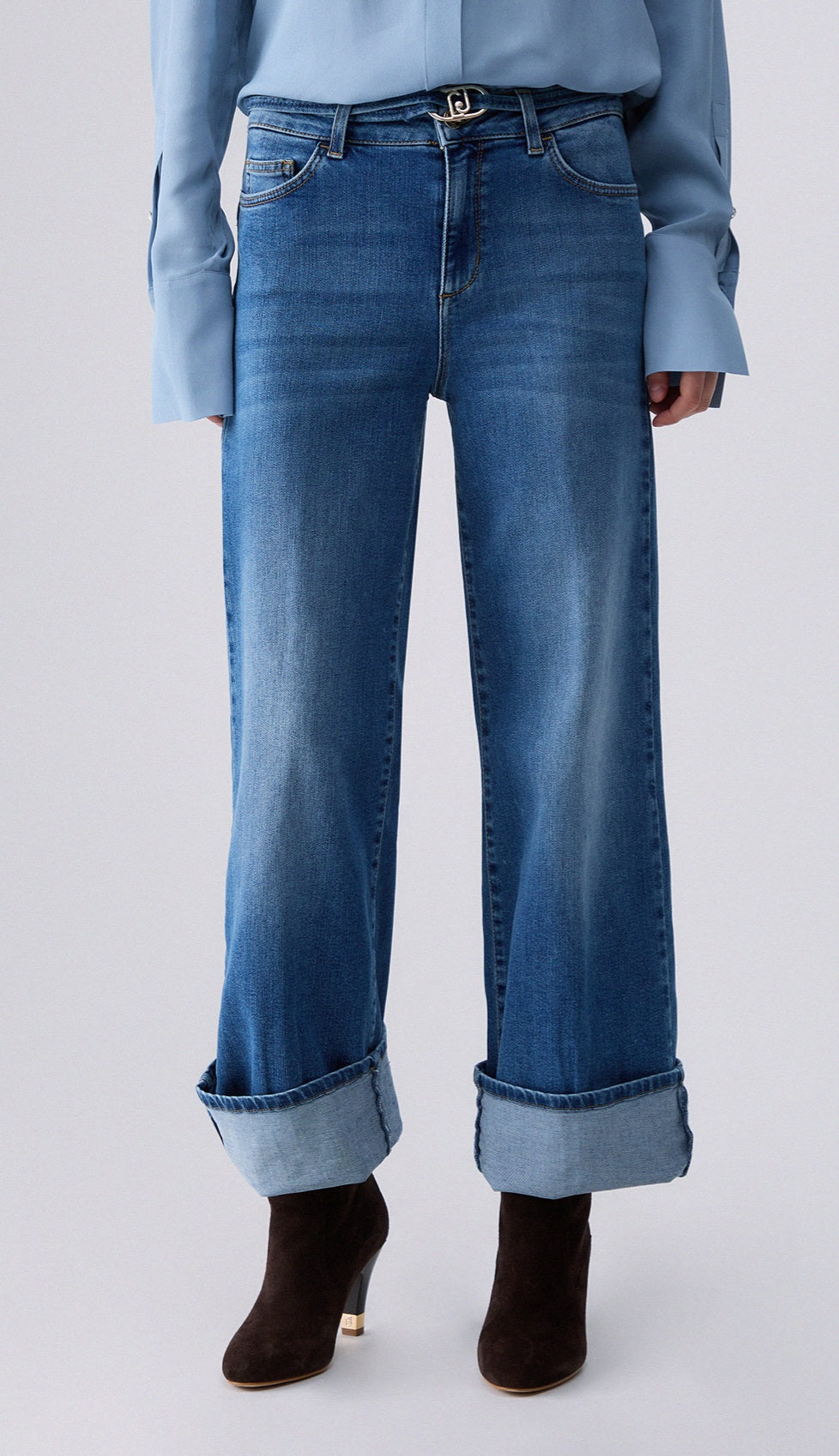 Liu jo jeans flare a vita alta denim medium UF6089D0264