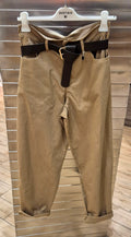 Susy mix pantalone cotone con cintura cammello 60285PU24