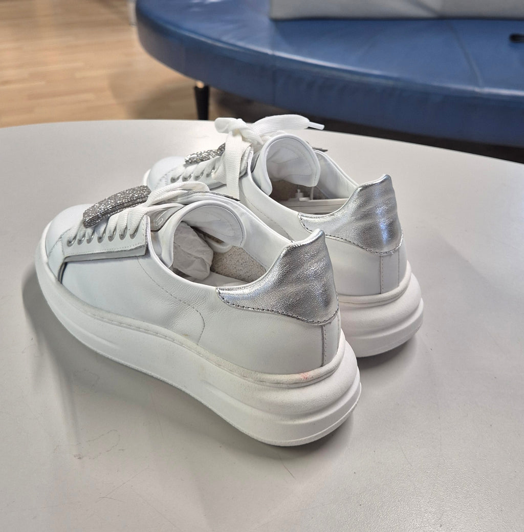 Meline' sneaker pelle bianca/argento 607ACCBI E999