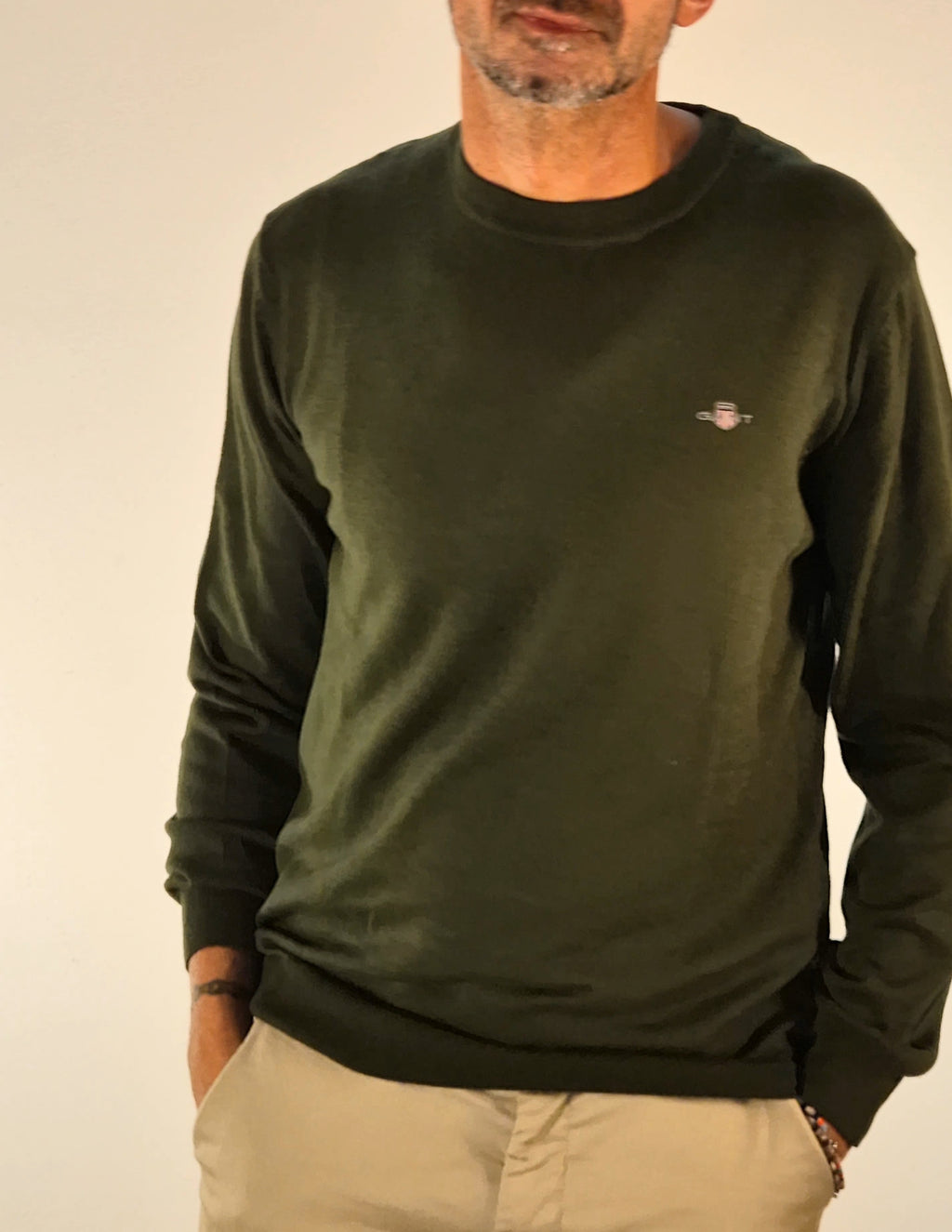 Gant maglia girocollo cotton wool cotone e lana VERDE 25038060068360