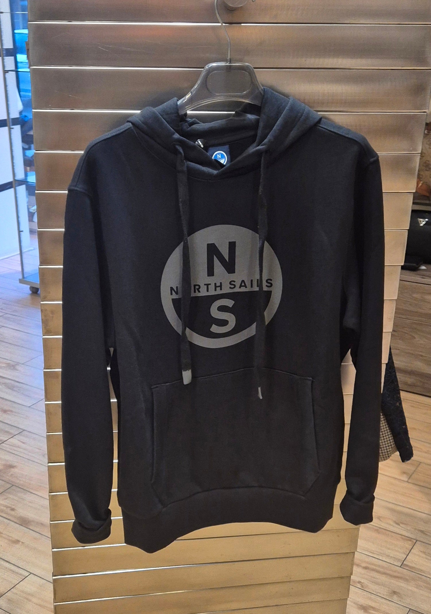 North Sails felpa logo grande felpata con cappuccio 6910940999 nero