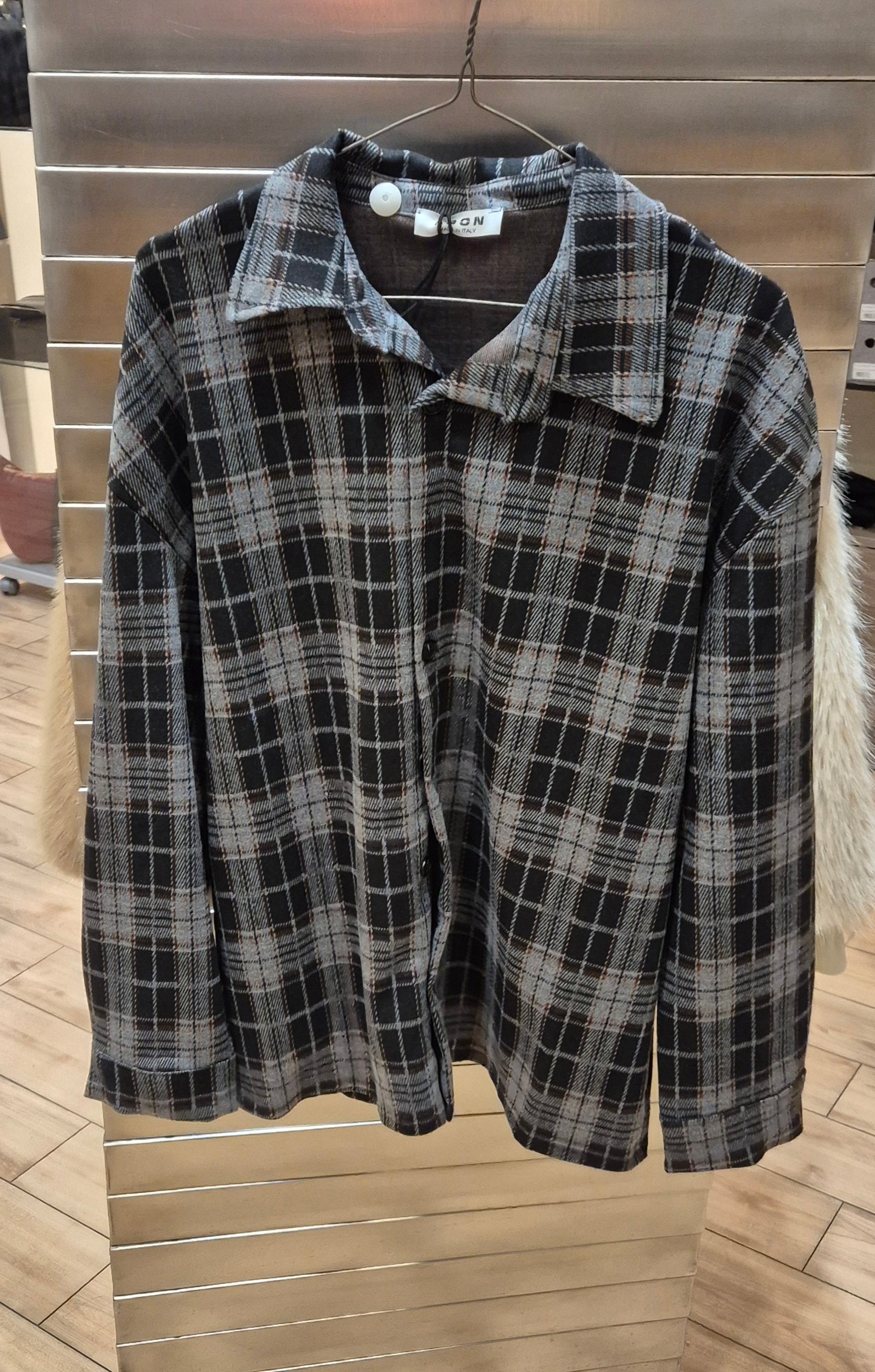 Adon overshirt camicia quadro base grigio AD1671