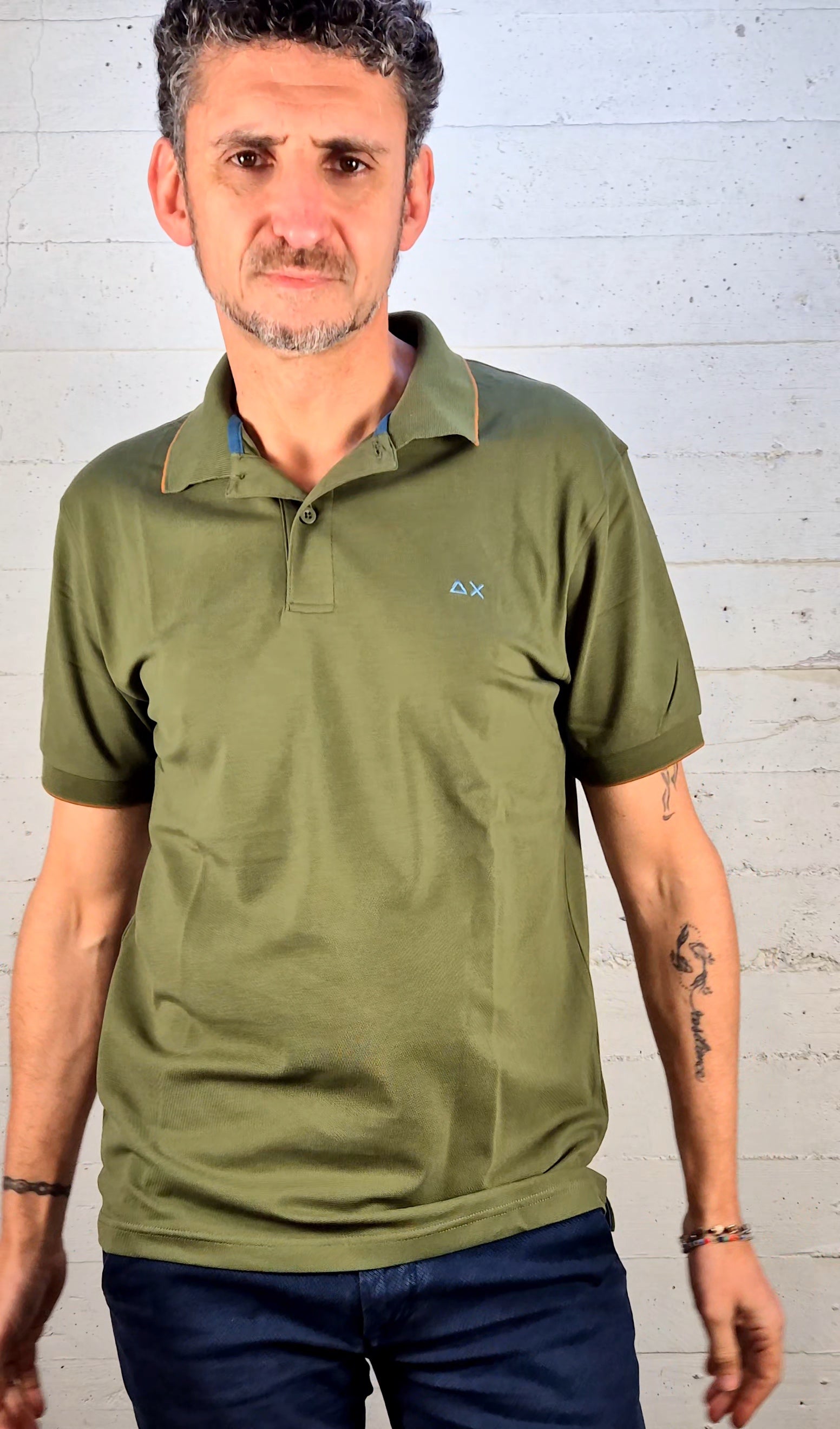 Sun 68 polo small stripe cotone stretch A3611137 verde