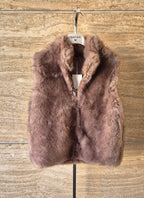 Susy mix gilet in ecopelliccia con cerniera GL0574UJ7 tortora