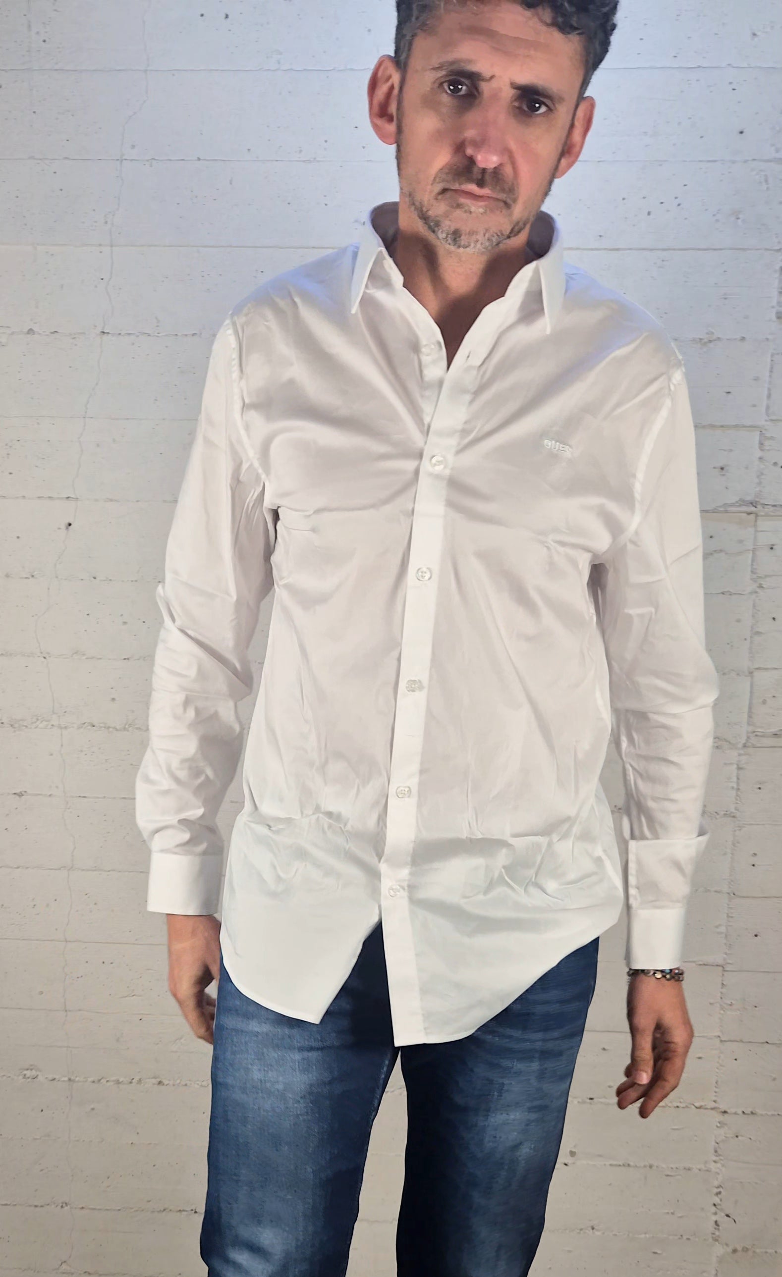 Guess camicia uomo strretch M1YH20W7ZK1 G011 bianca