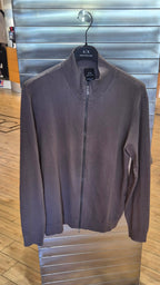 Armani ax maglia aperta con zip in mistoviscosa colore grigio fango XM001279AF10454