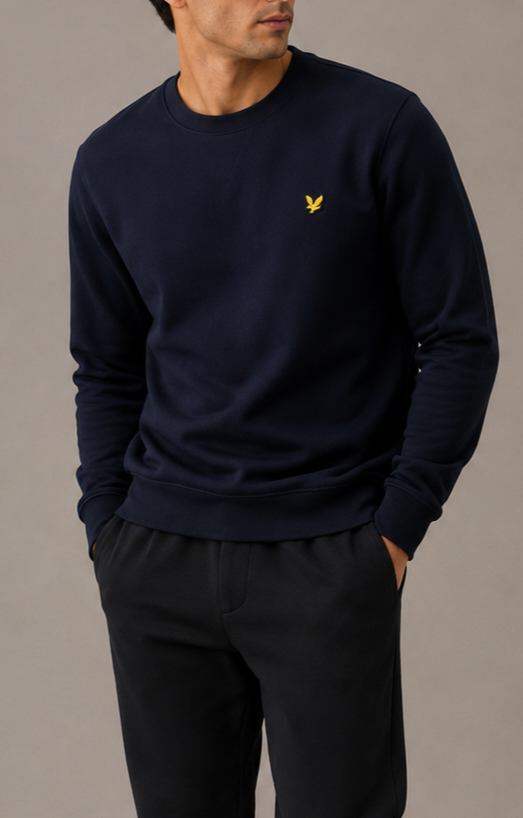 Lyle & Scott felpa girocollo basic in cotone felpato ML1131V blu
