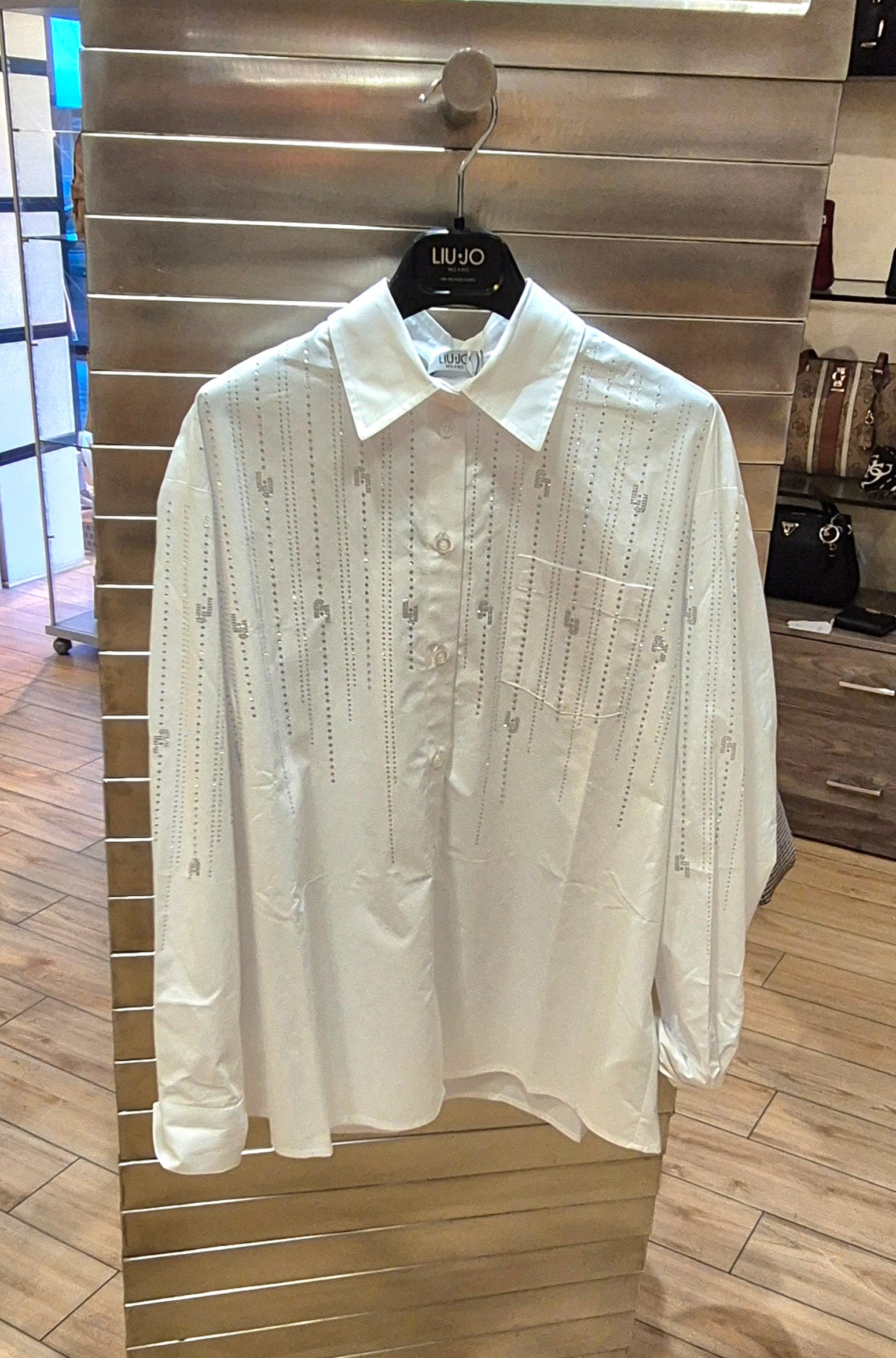 Liu Jo camicia con strass bianca UF5240T039AM9725