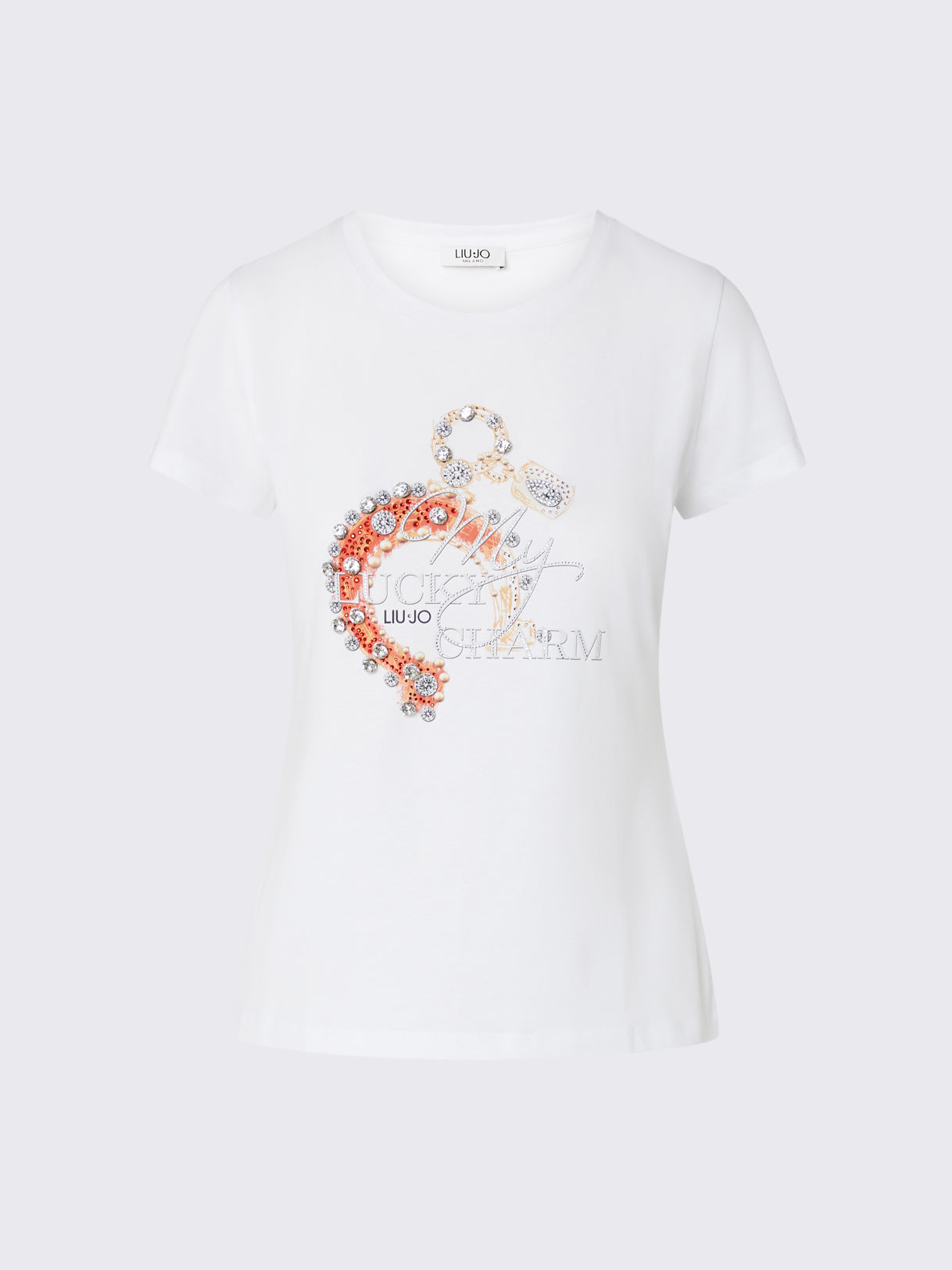 Liu jo t-shirt cotone con applicazioni WF6407JS923 bianco