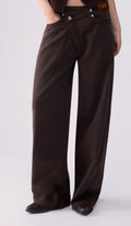 Liu jo jeans straight in cotone drill stretch moro UF6160T581