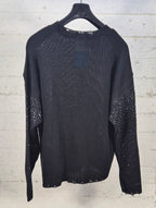 Adon maglia cotone con brillantini e rotture AD1682 nero