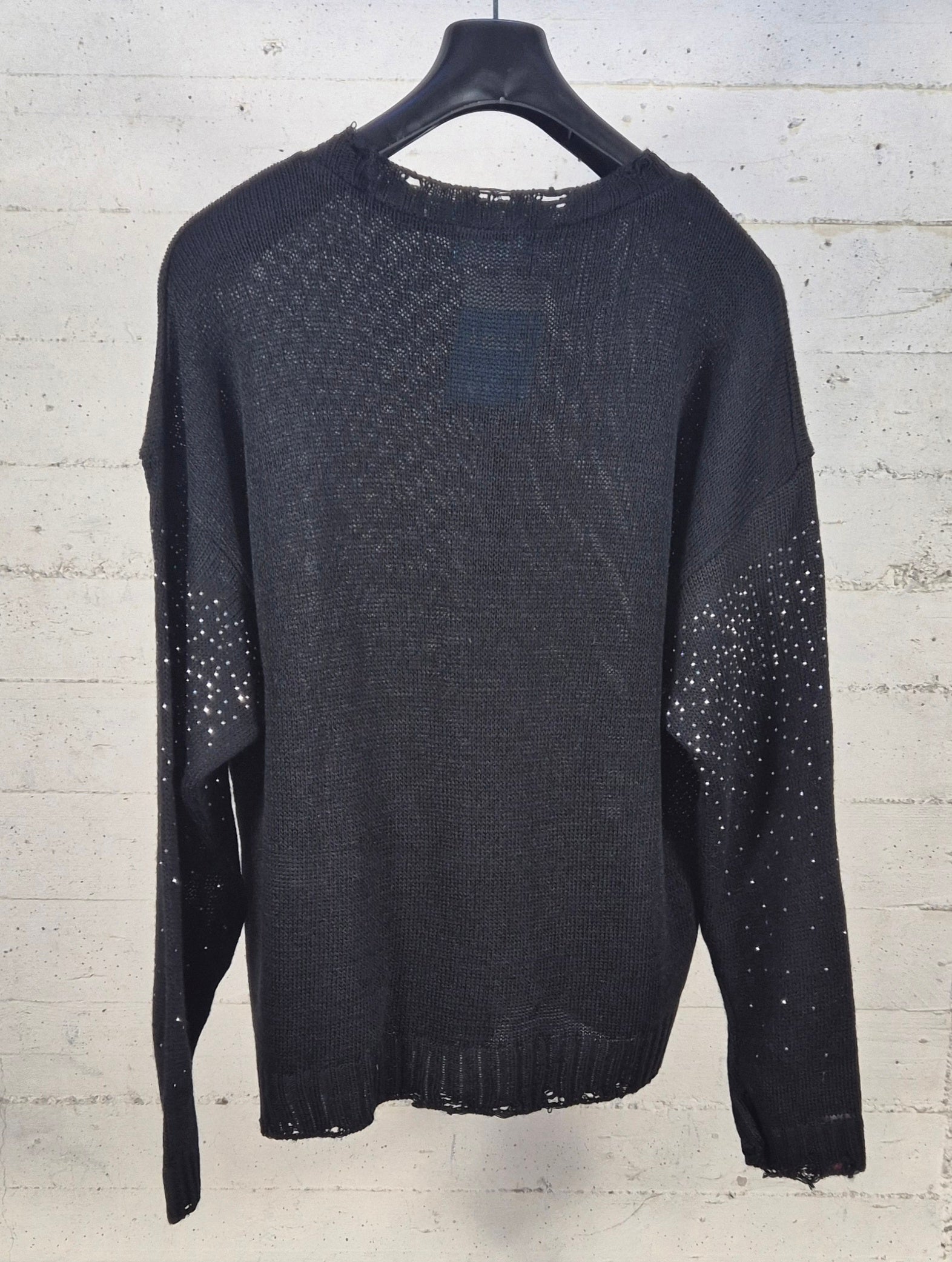 Adon maglia cotone con brillantini e rotture AD1682 nero