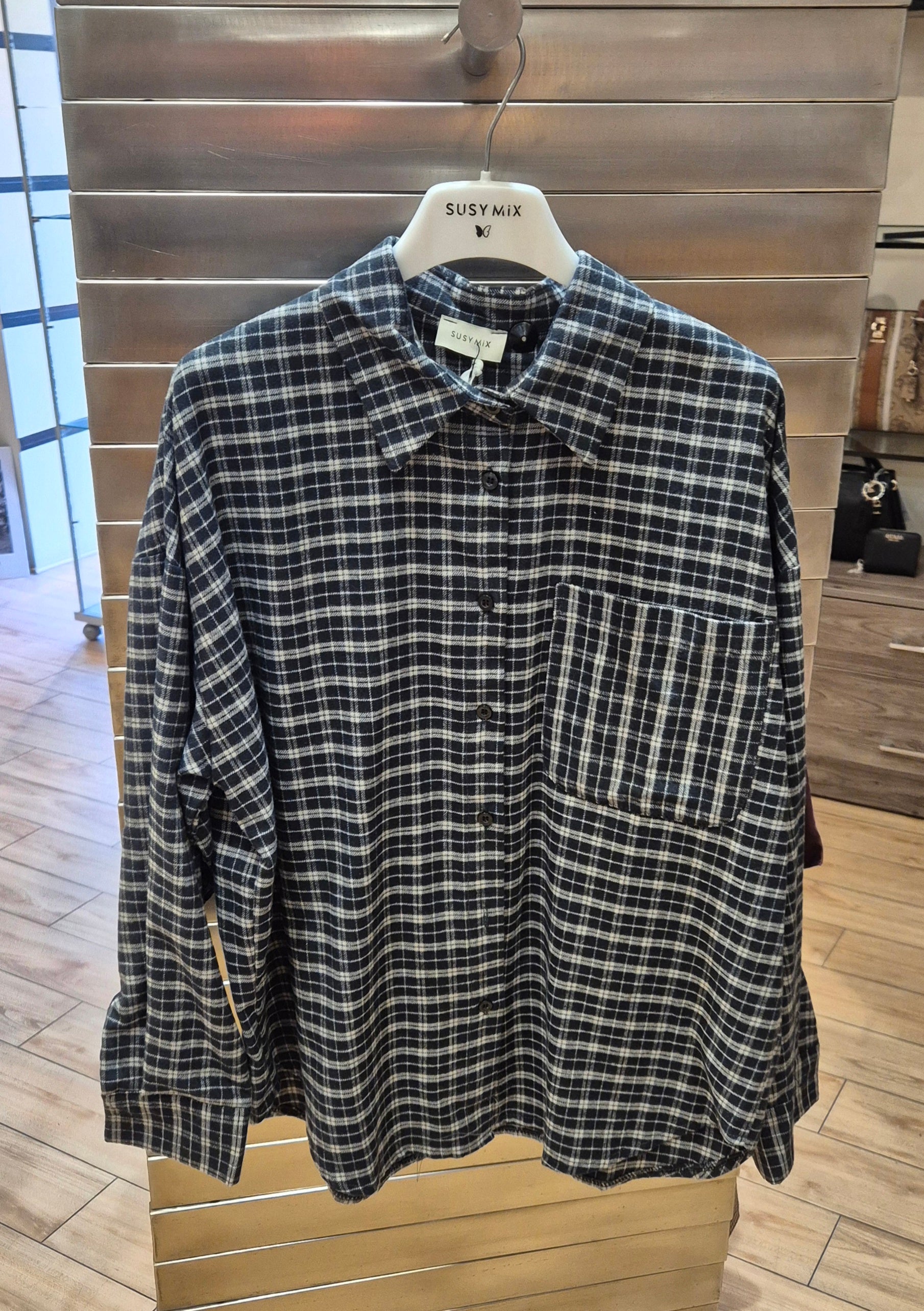 Susy mix camicia 25685q7u75 grigio/bianco