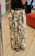 Susy Mix pantalone fantasia moro/beige con cintura in pizzo
