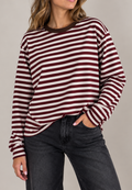 Kikisix maglia rigata mistoviscosa KXMA3596VIN bordeaux/bianco