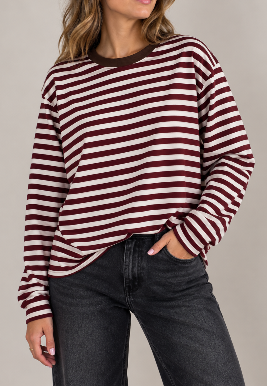 Kikisix maglia rigata mistoviscosa KXMA3596VIN bordeaux/bianco