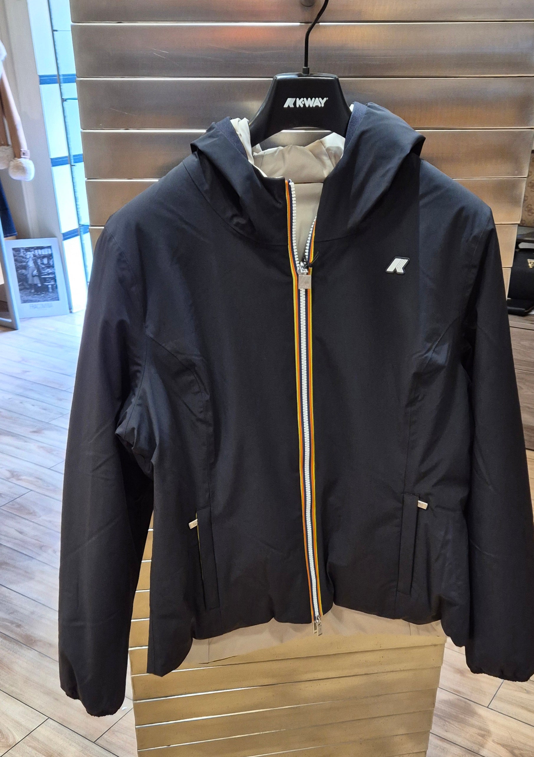 K-way giacchetto Lily st warm double reversibile nero/beige K6128TWBc9