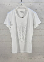 Fracomina t-shirt manica corta bianca ST3002J401N 278 con brillantini