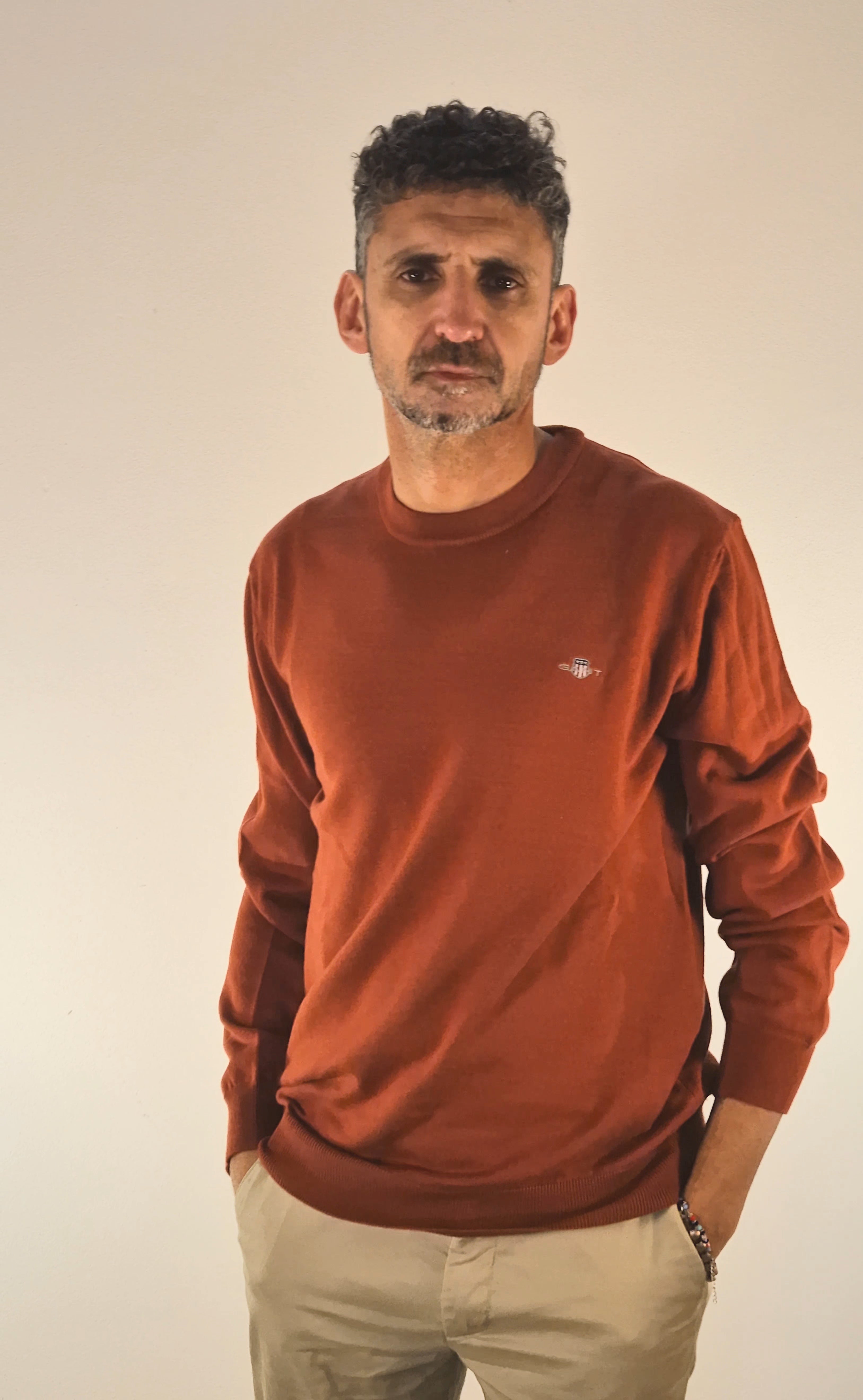 Gant maglia girocollo cotton wool cotone e lana ruggine 25038060068523