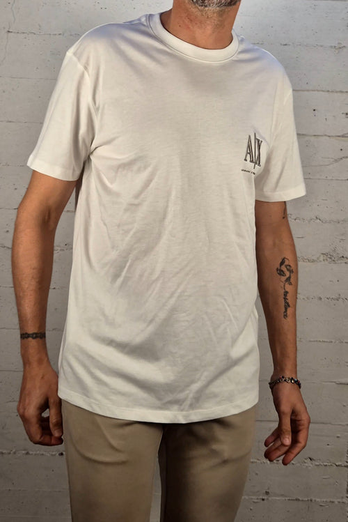 Armani ax t-shirt cotone manica corta bianca con logo XM000365F12308U000
