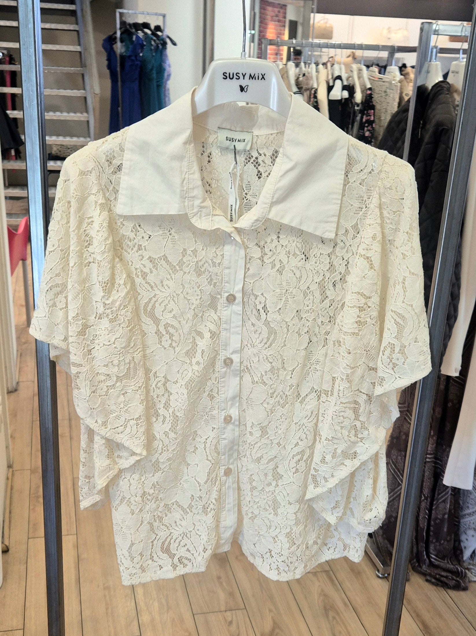 Susy Mix camicia pizzo S33091B U22 burro