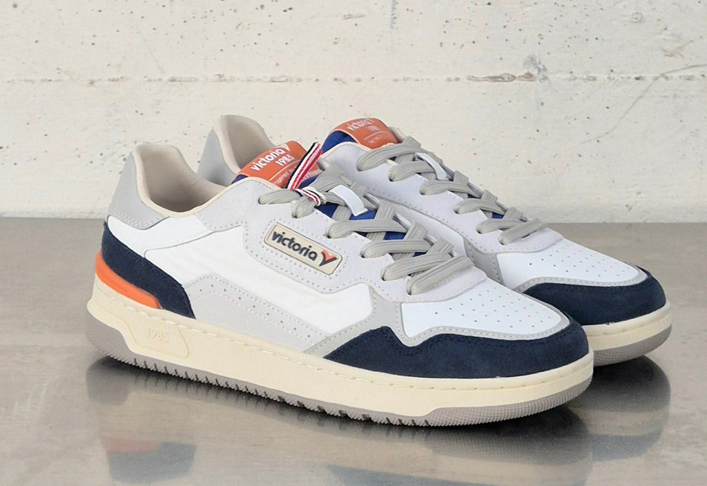 Victoria scarpa uomo 8800124 in pelle e tela bianco/blu/perla marino