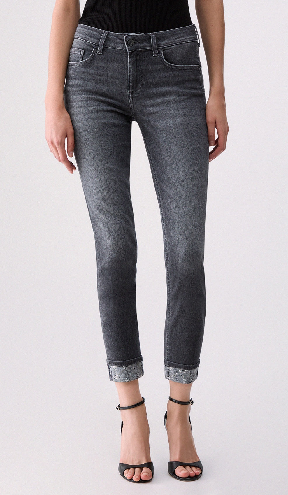 Liu jo jeans skinny con applicazioni UF6006D03058 denim grey