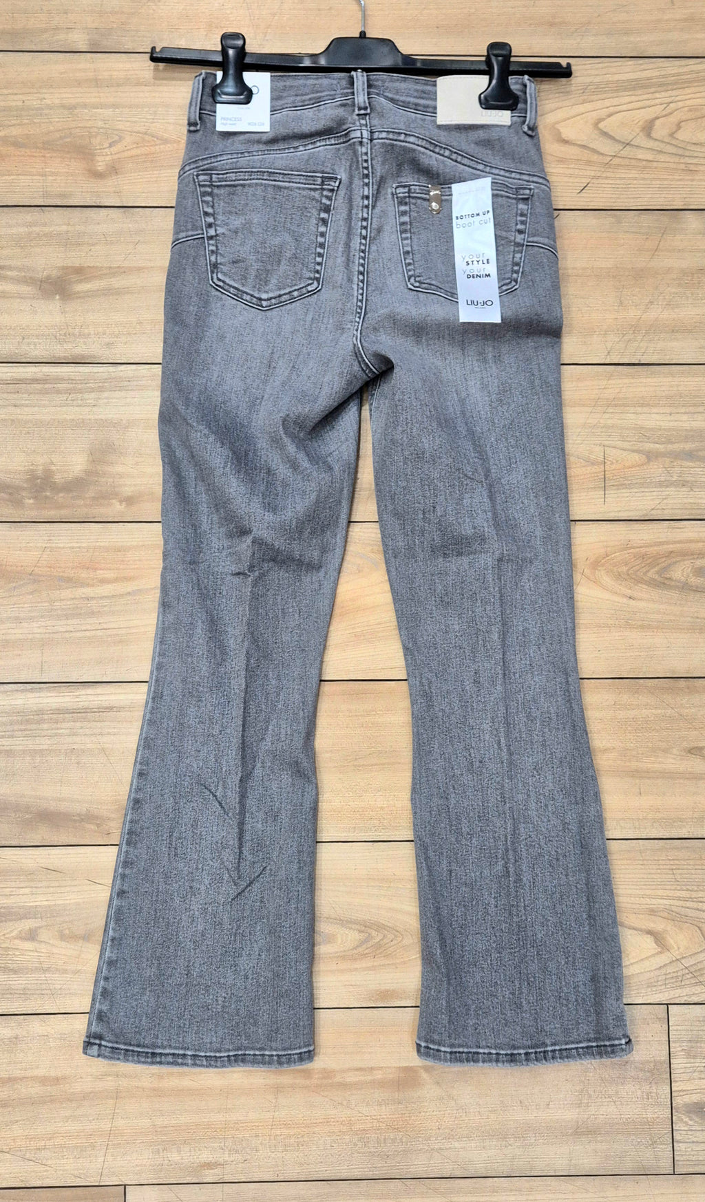 Liu Jo jeans bootcut UA6040D030587484 princess denim grigio bottoni gioiello