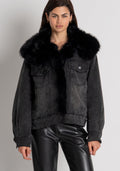 Fracomina giubbino trucker denim black con pelliccia WJ4003D40993M67