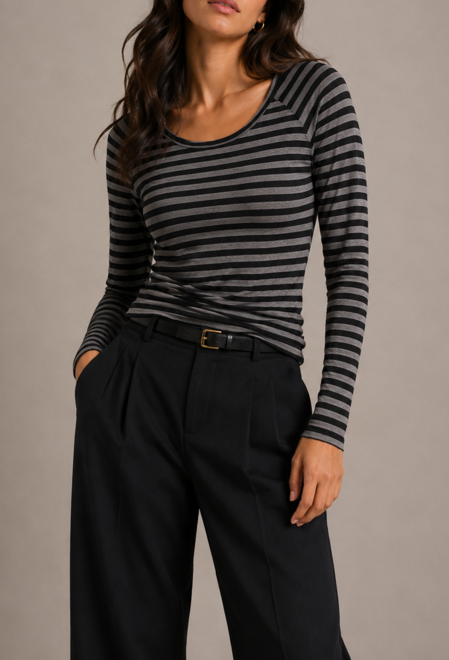 Susy Mix maglia rigata 2759 u75 NERO/GRIGIO