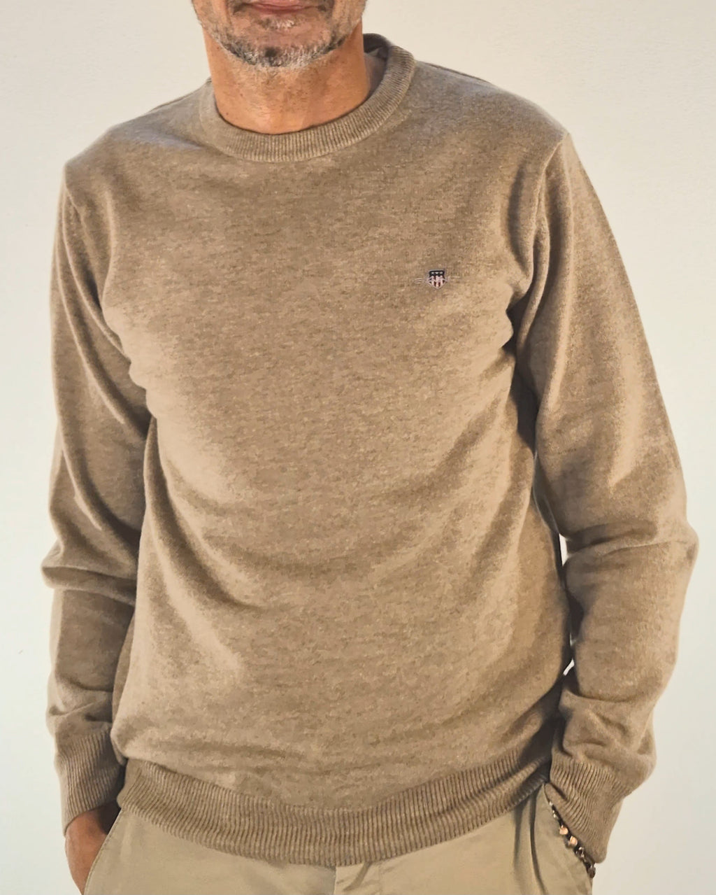 Gant maglia girocollo lambswool superfine beige 2503087211295