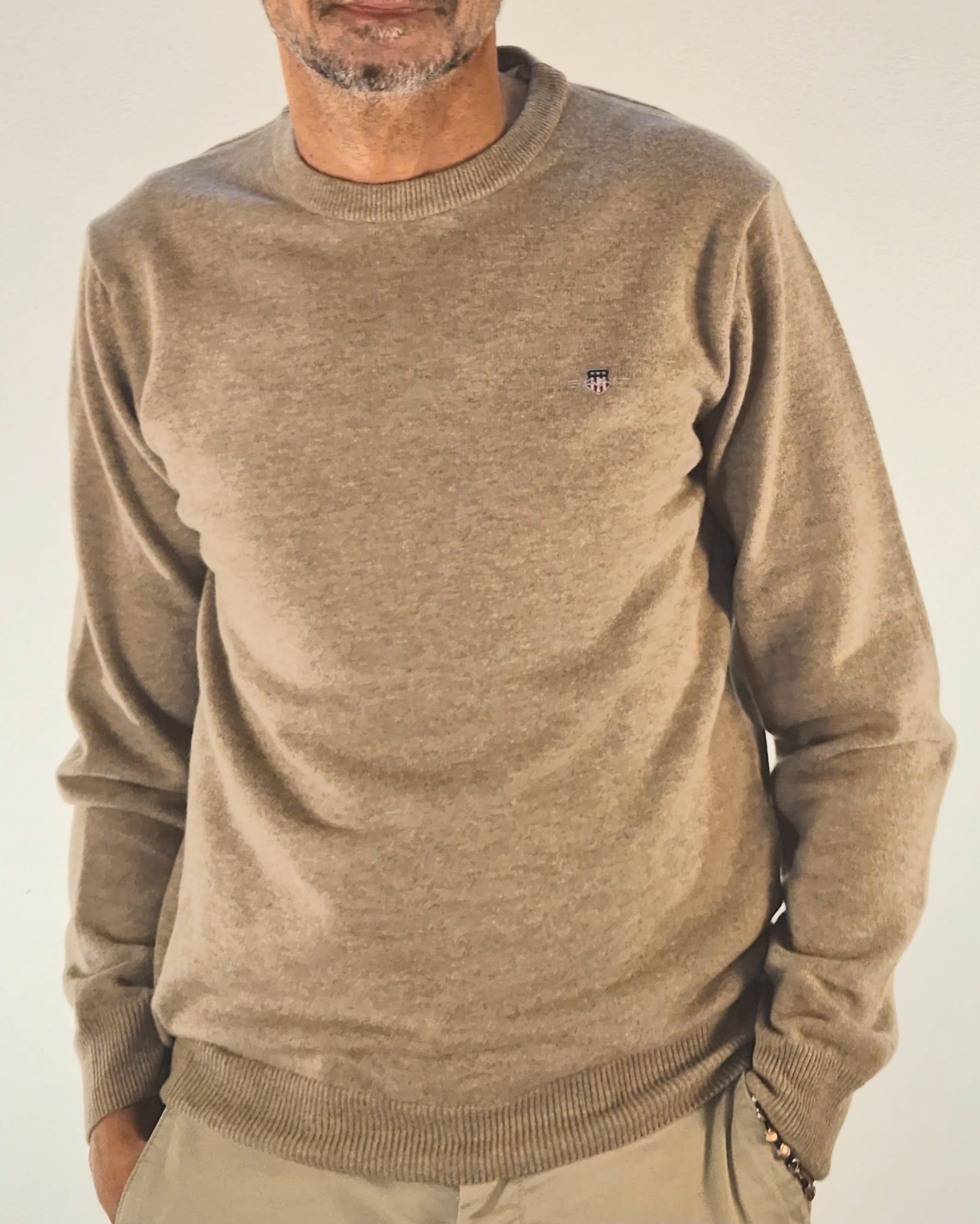 Gant maglia girocollo lambswool superfine beige 2503087211295