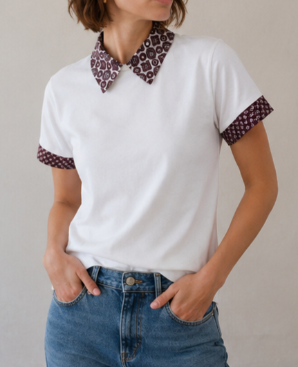 Liu jo polo cotone con profili fantasia WF6157J6308 bianca