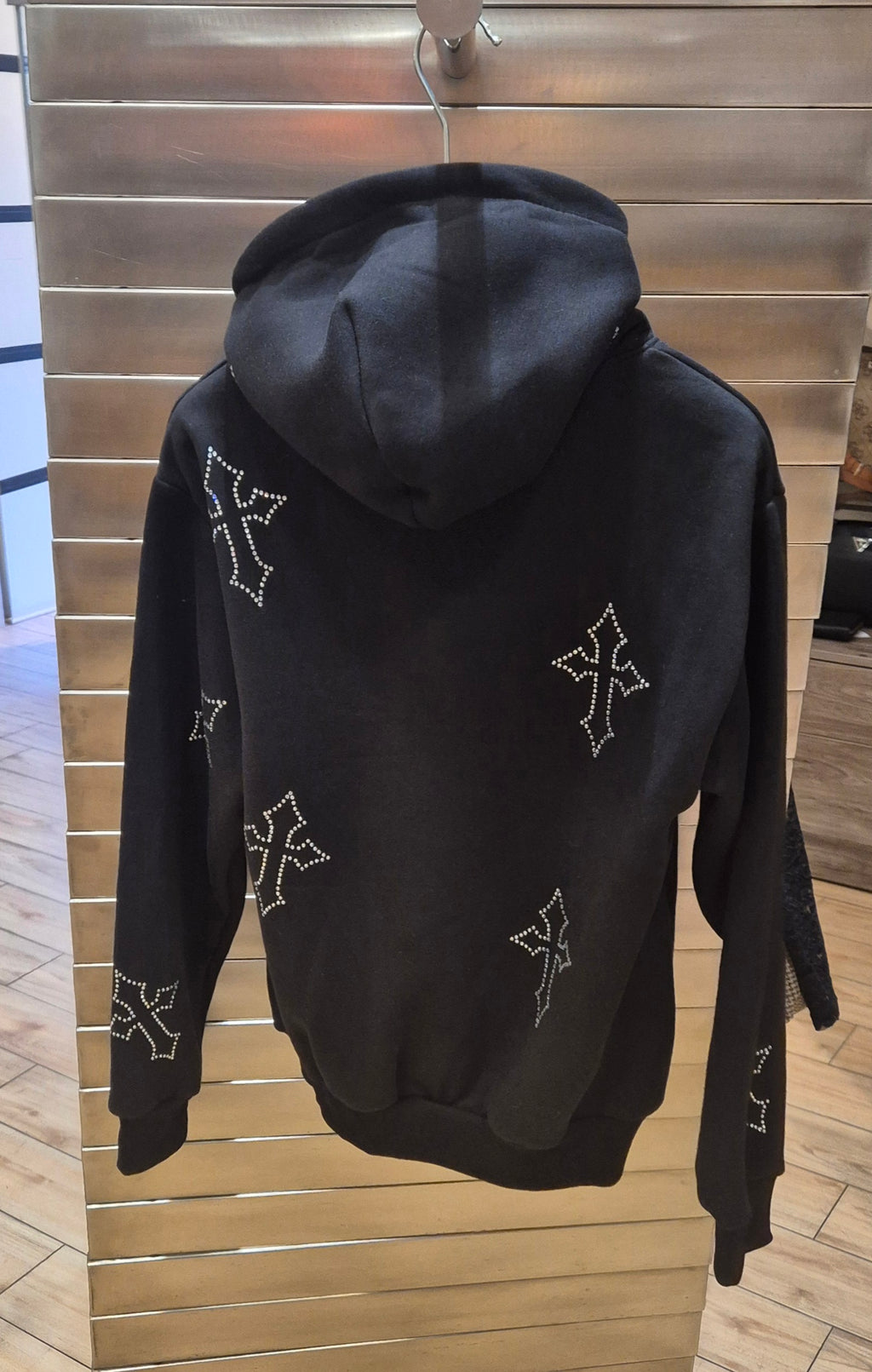 Adon felpa cappuccio felpata con croci con brillantini colore nero AD3000