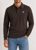 North Sails polo manica lunga in cotone piquet 692748 marrone