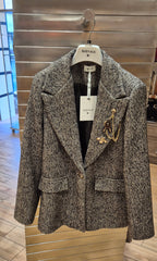 Susy mix giacca mistolana a 1 bottone spigato base marrone M09833U66