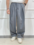 Adon pantalone wide fit AD2601 con pinces grigio