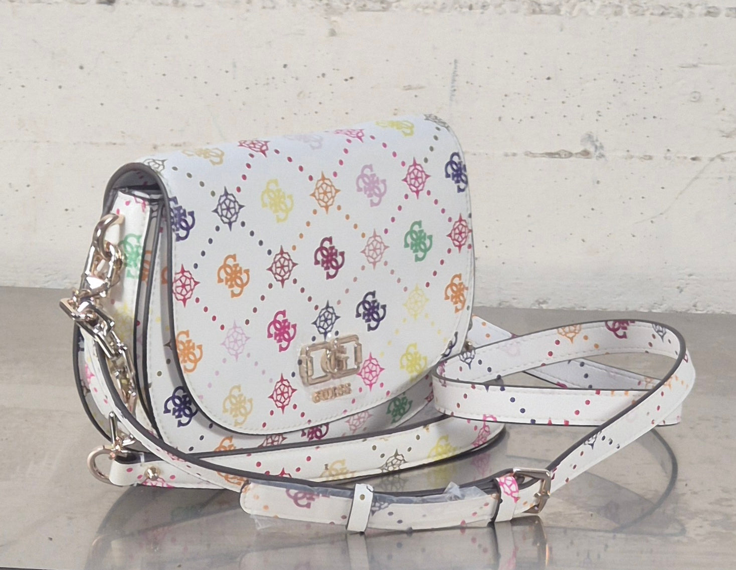Guess borsa a tracolla HWGM9928200 MUO logato bianco multi