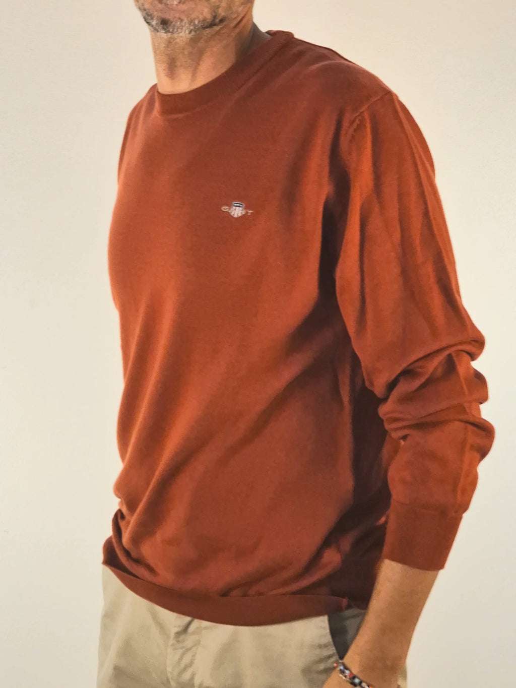 Gant maglia girocollo cotton wool cotone e lana ruggine 25038060068523