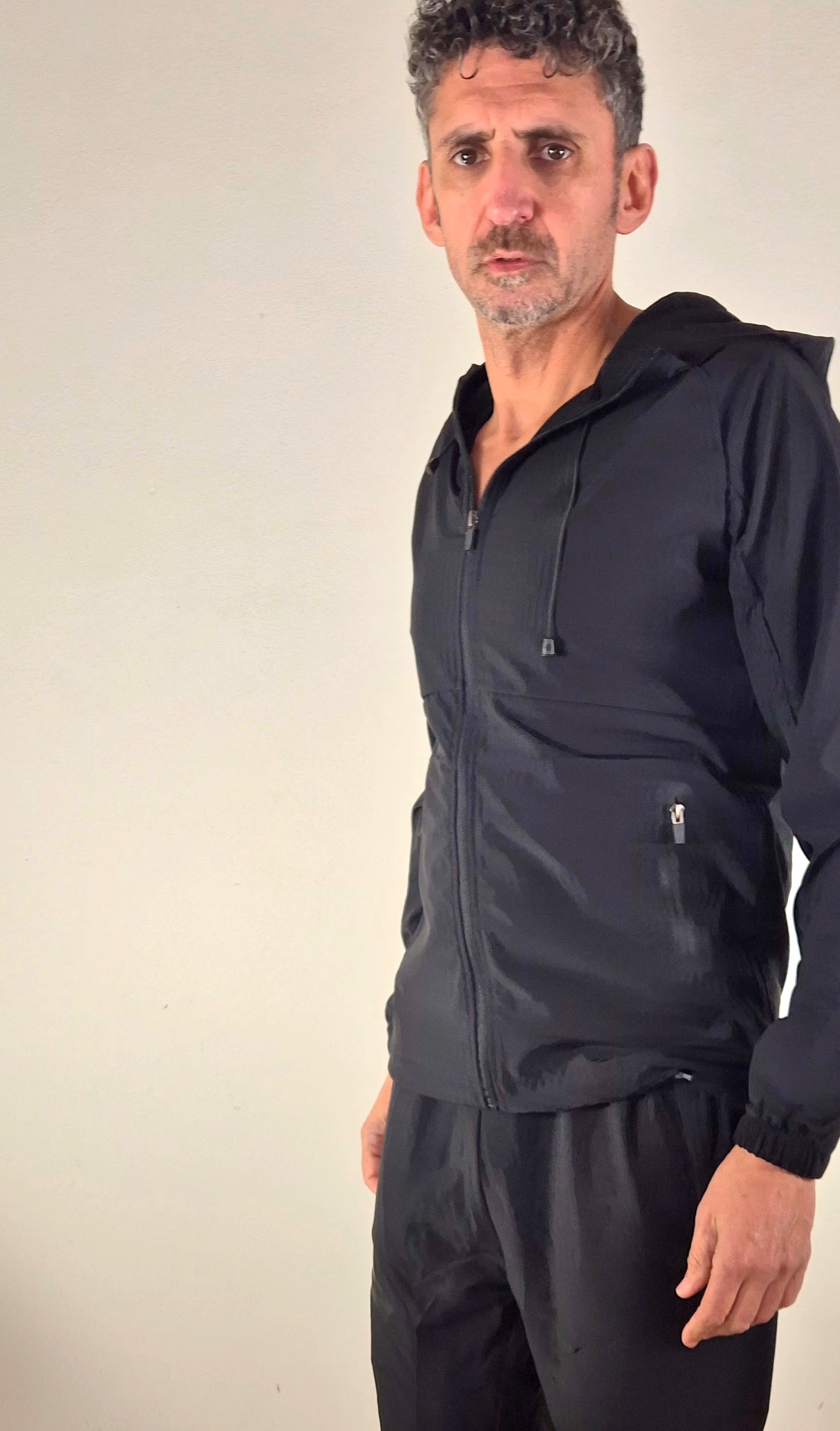 Zayne completo tuta pantalone + giacca zip KD1538 nero