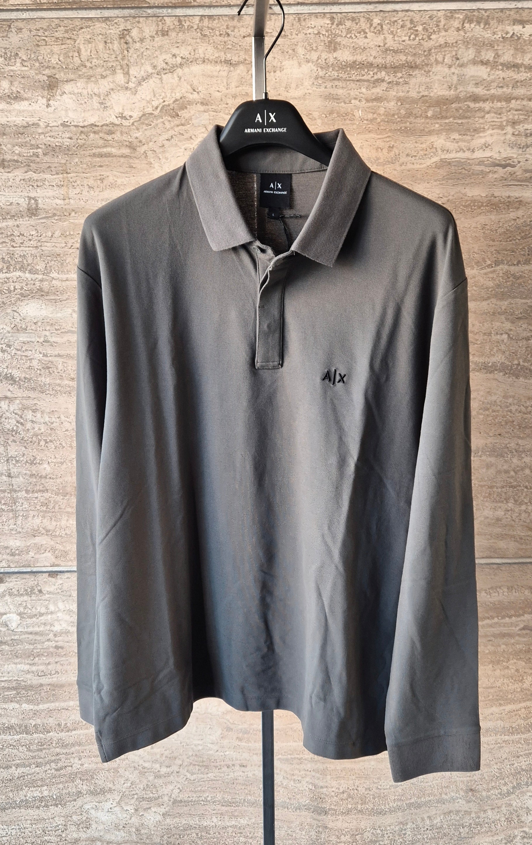 Armani ax polo stretch manica lunga verde scuro XM001288AF17321U814