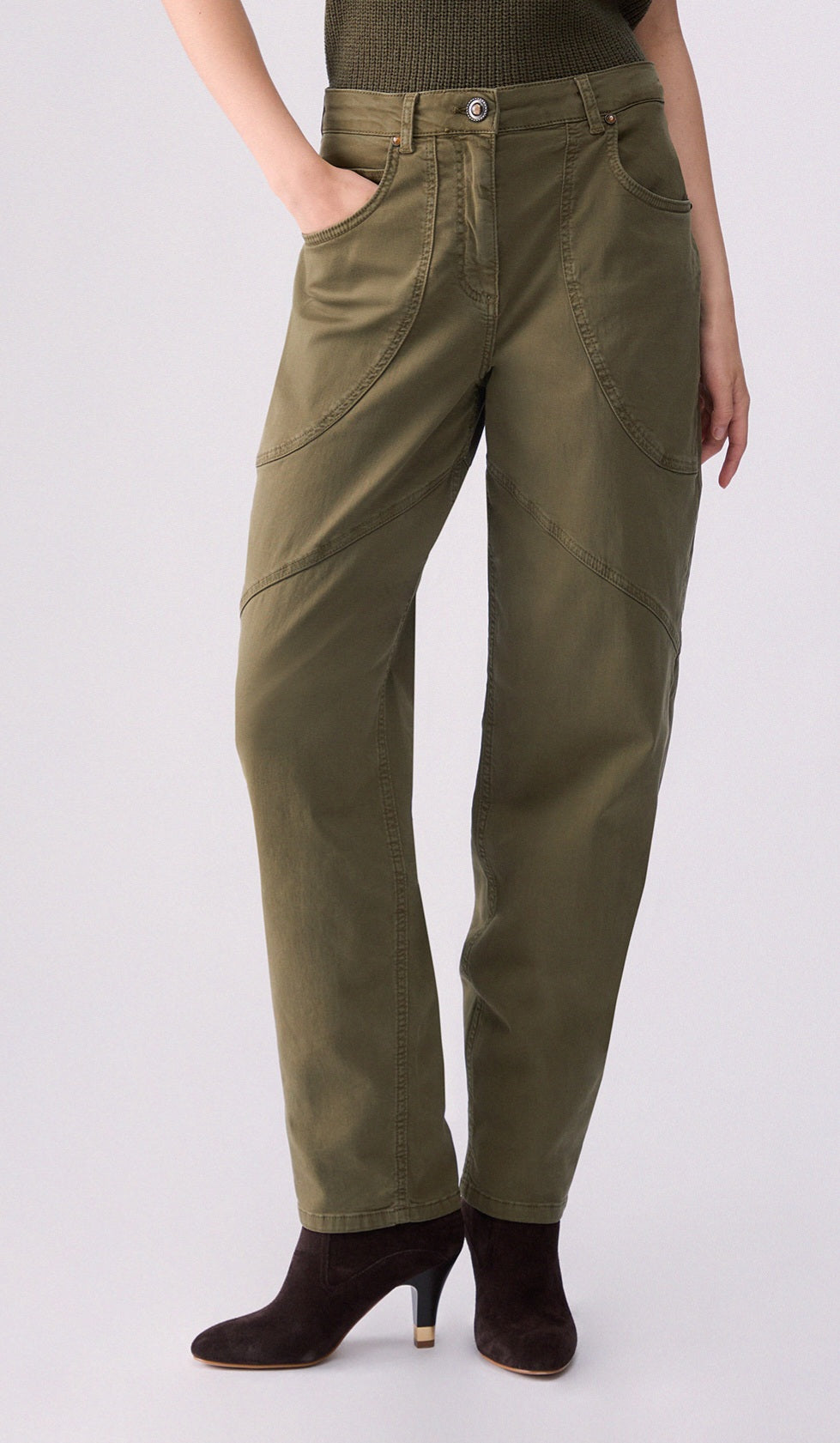 Liu jo t pantalone baggy fit gabardina di cotone verde WF6080T708